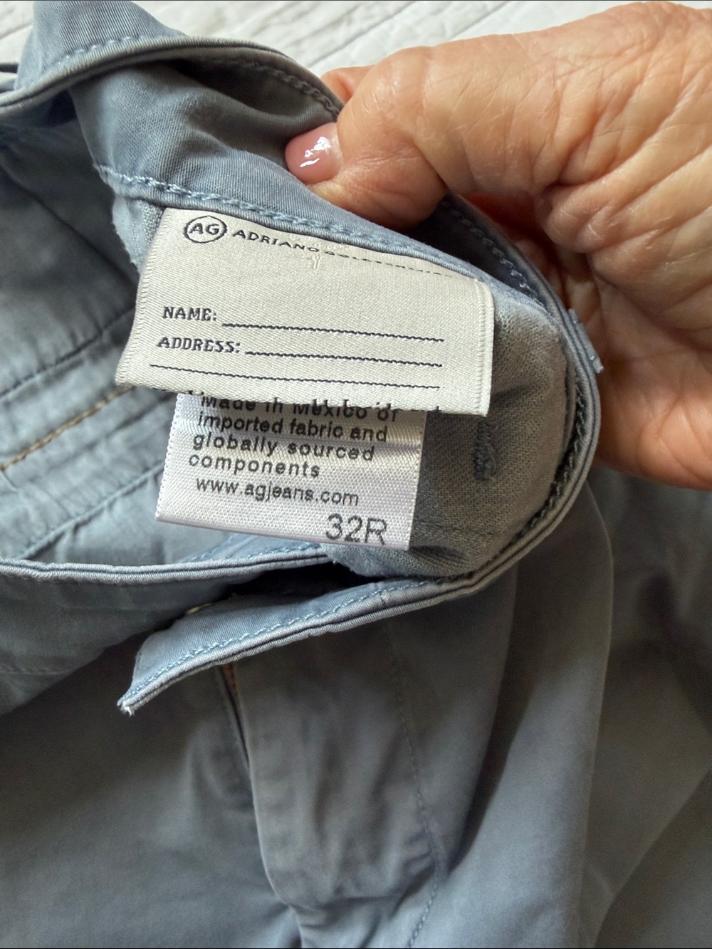 Men's AG 32 Casual Light Blue/Gray Chino Shorts - Picture 2 of 5